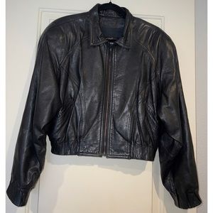 Vintage MICHAEL HOBAN NORTH BEACH BLACK LEATHER CROP JACKET